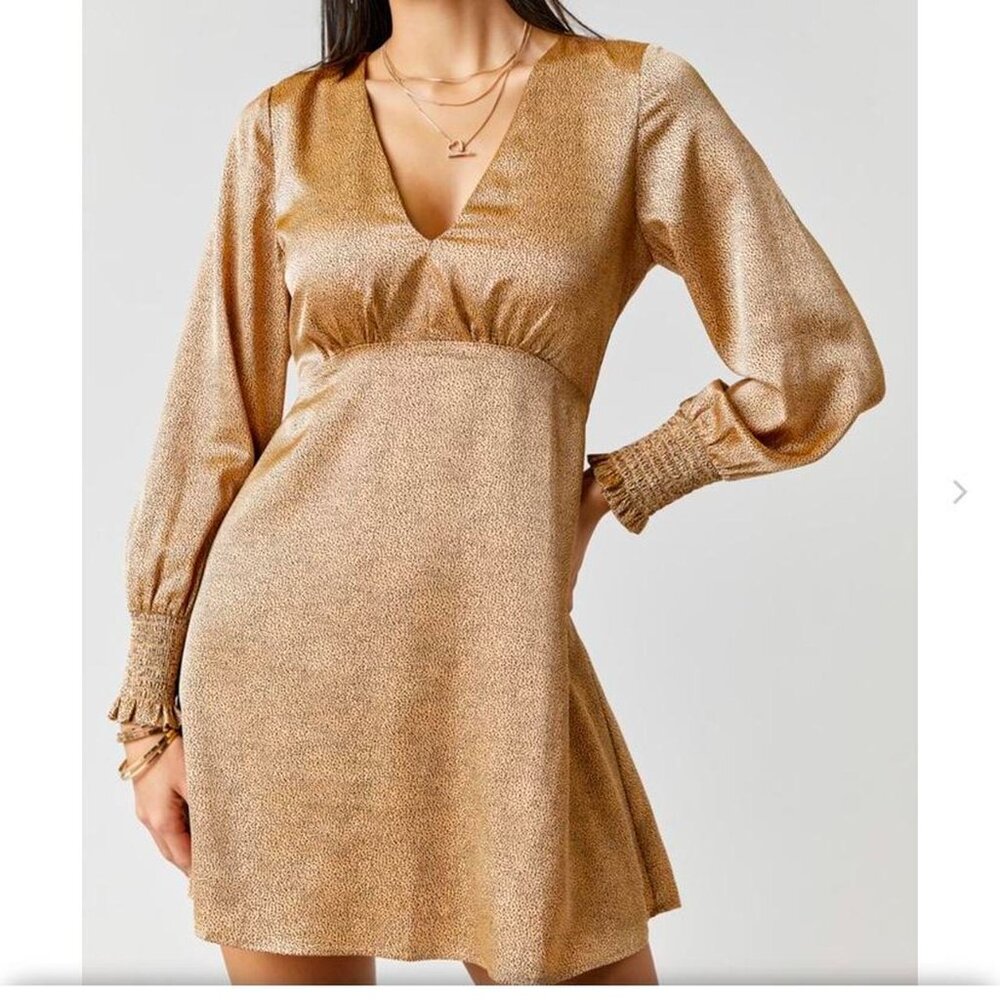 francesca's Women's Brown and Gold Dress
